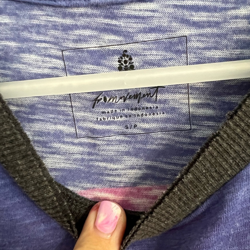 Free people workout Black Tank Top with Purple and Blue Stripe - Picture 3 of 4